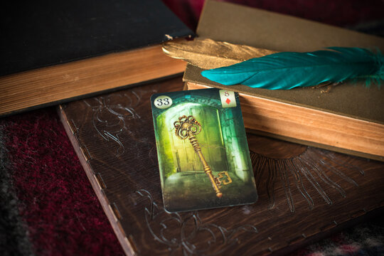 Concept of fate telling, predictions on Madame Lenormand cards. Europe, Ukraine. Kiev. January 20 : Illustrative Editorial
