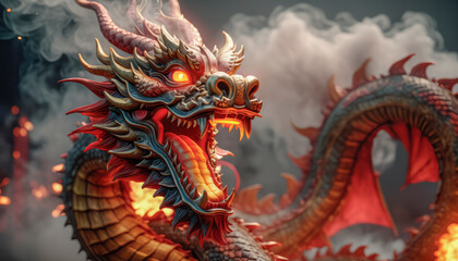 Fototapeta premium Beautiful fantasy dragon. Year of the Dragon according to the eastern horoscope