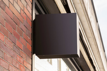 Blank store logotype signage sign design mockup isolated, clear shop template, logo street hanging...