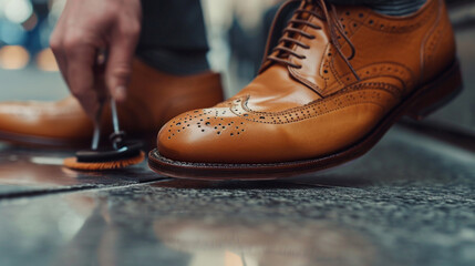 Best Job Candidate, Interview Preparation, Detail shots of someone polishing shoes 