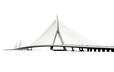 Cable Stayed Bridge, a Marvel of Structural Elegance and Engineering Ingenuity on a White or Clear Surface PNG Transparent Background.