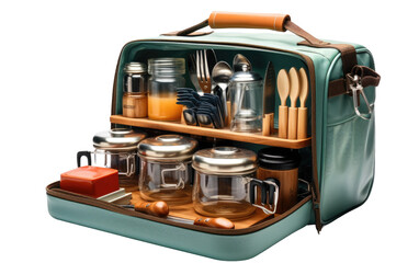 Camping Cookware Organizer, Commanding Efficiency in Outdoor Cooking Ventures on a White or Clear Surface PNG Transparent Background.