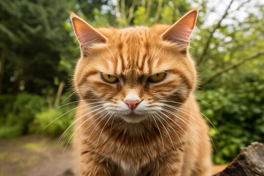 Adorable close-up of a curious cat with a surprised expression, perfect for memes and animal lovers