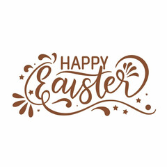 Happy Easter Text With Beautiful Colorful Flowers Bouquet Border Shot From Directly Above Over Black Dark Texture Background, isolated on white