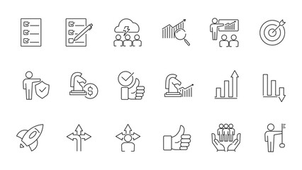 Management Business line icons set. Outline illustration of management business icons for web.