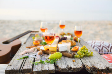 Top view beach picnic table