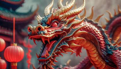 Fototapeta premium Beautiful fantasy dragon. Year of the Dragon according to the eastern horoscope