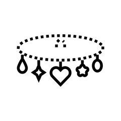 charm bracelet jewelry fashion line icon vector. charm bracelet jewelry fashion sign. isolated contour symbol black illustration
