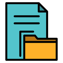 Document Folder Outline Colour Icon