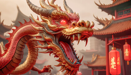 Fototapeta premium Beautiful fantasy dragon. Year of the Dragon according to the eastern horoscope