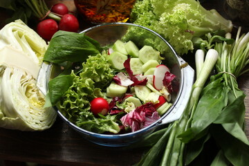 fresh vegetable salad with  olive oil