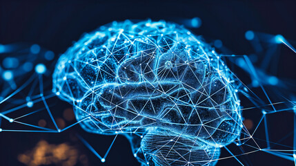Human brain and technology network concept for artificial intelligence and smart learning.