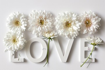 The word "Love" with flowers