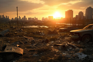 post apocalyptic city. Generative Ai