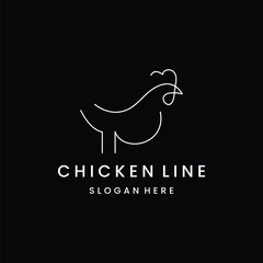 Outline icon. Chicken linear logo.