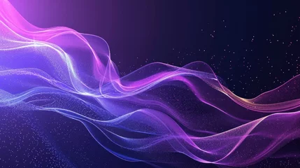 Gordijnen Abstract flowing neon wave purple background  © Hope