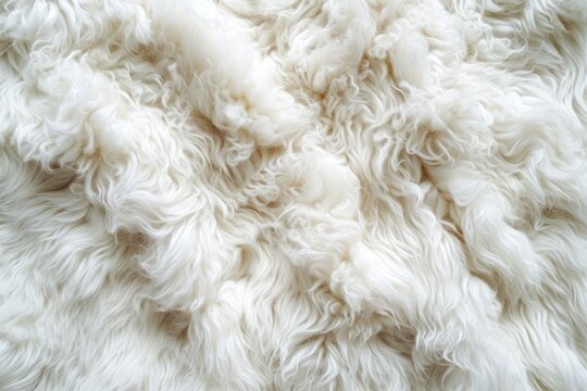 Cozy Fleece: Horizontal Closeup of Fluffy Animal Skin in Beige Tones