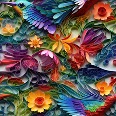 Fototapeta na wymiar abstract background with birds created with Generative Ai