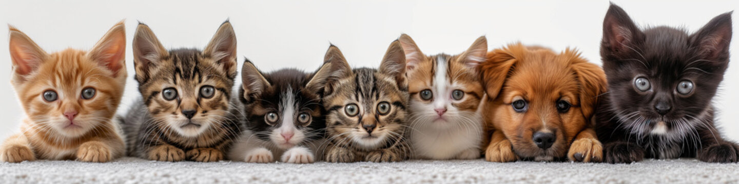 Photos of kittens in one row
