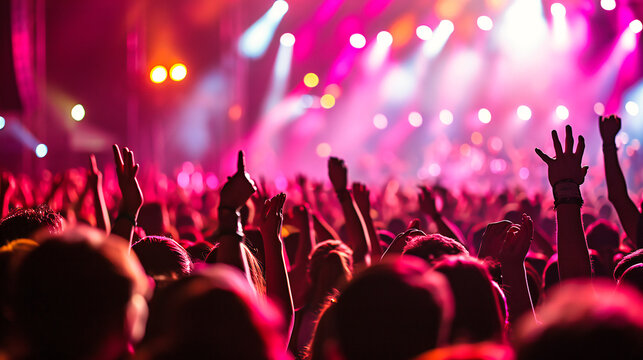 Energetic crowd at a live music concert, enjoying a night filled with entertainment.