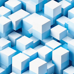 Pattern of abstract geometric background with 3d cubes in white and blue color
