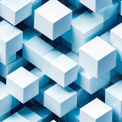 Fototapeta premium Pattern of abstract geometric background with 3d cubes in white and blue color