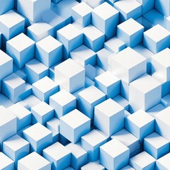 Obraz premium Pattern of abstract geometric background with 3d cubes in white and blue color
