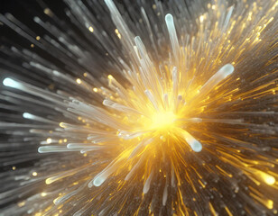 Quantum energy emerging from the sun. Optic fiber. Technology. Science.