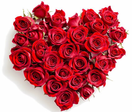 Stock photo red heart Made of Red Roses Isolated white background Ai Generated