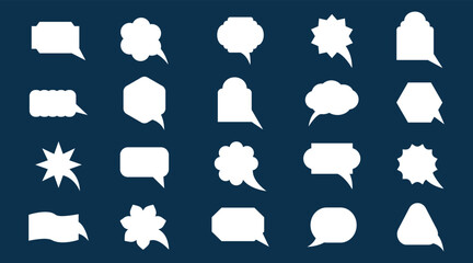 Set of speech bubbles of different geometric brutal shapes