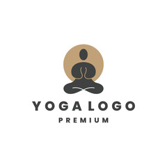 yoga human logo. Thread person flower balance logotype. 