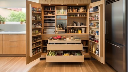 A hidden pantry for additional storage.
