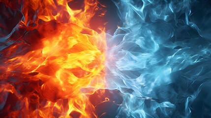 Ice and flame, confrontation of the elements - obrazy, fototapety, plakaty