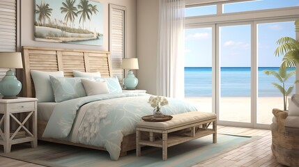 A bedroom with a beach or coastal theme.