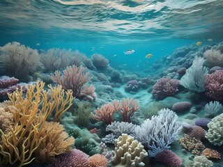 Fototapeta na wymiar Ocean's beauty : Vibrant seagrass fields sway in a stunning underwater scene, celebrating the allure of marine life. world seagrass day.