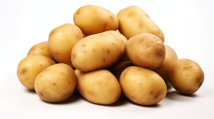 photograph potatoes isolated in white background