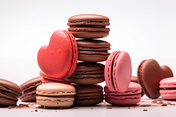 Valentine's Day pastries and sweets. Chocolate and macaroons