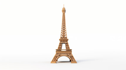 gold eiffel tower isolated on white background
