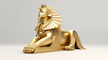 3d gold sphinx isolated in white background