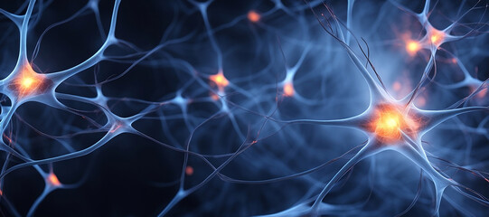 Human brain neuronal firing. 3d rendered illustration.