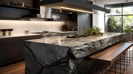 A kitchen island with a waterfall countertop for a modern look.