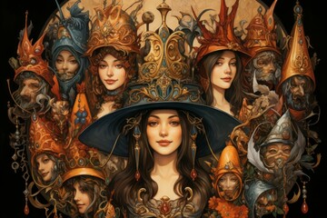 Obraz na płótnie Canvas Enchanted storyteller's hats, imbued with the ability to bring tales to life - Generative AI