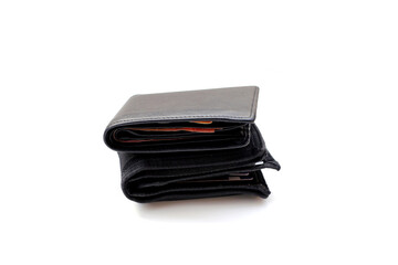 Black wallets on white background.
