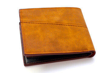 Brown wallet on white background.