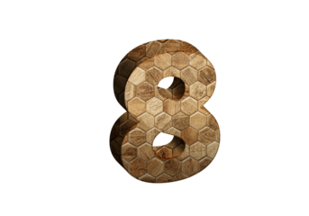 3d Wood Numbers, Alphabet Number eight made of wood material, high-resolution image of 3d font, ready to use for graphic design purposes
