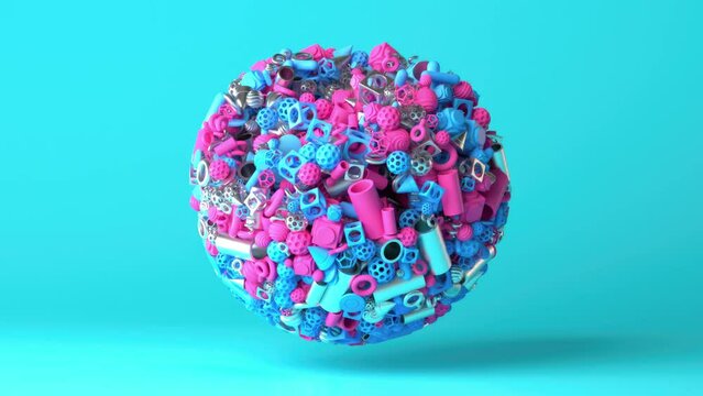 4K animation of geometric shapes in motion