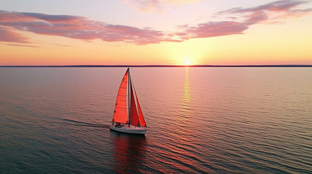 sailboat at sunset high definition photographic creative image