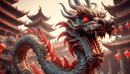 Obraz premium Beautiful fantasy dragon. Year of the Dragon according to the eastern horoscope