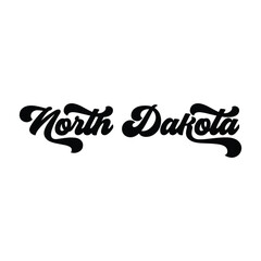 North Dakota hand lettering design calligraphy vector, North Dakota text vector trendy typography design	