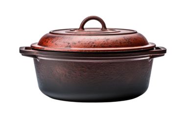 Experience the Convenience of a Portable Camping Dutch Oven Pot with Case on a White or Clear Surface PNG Transparent Background.